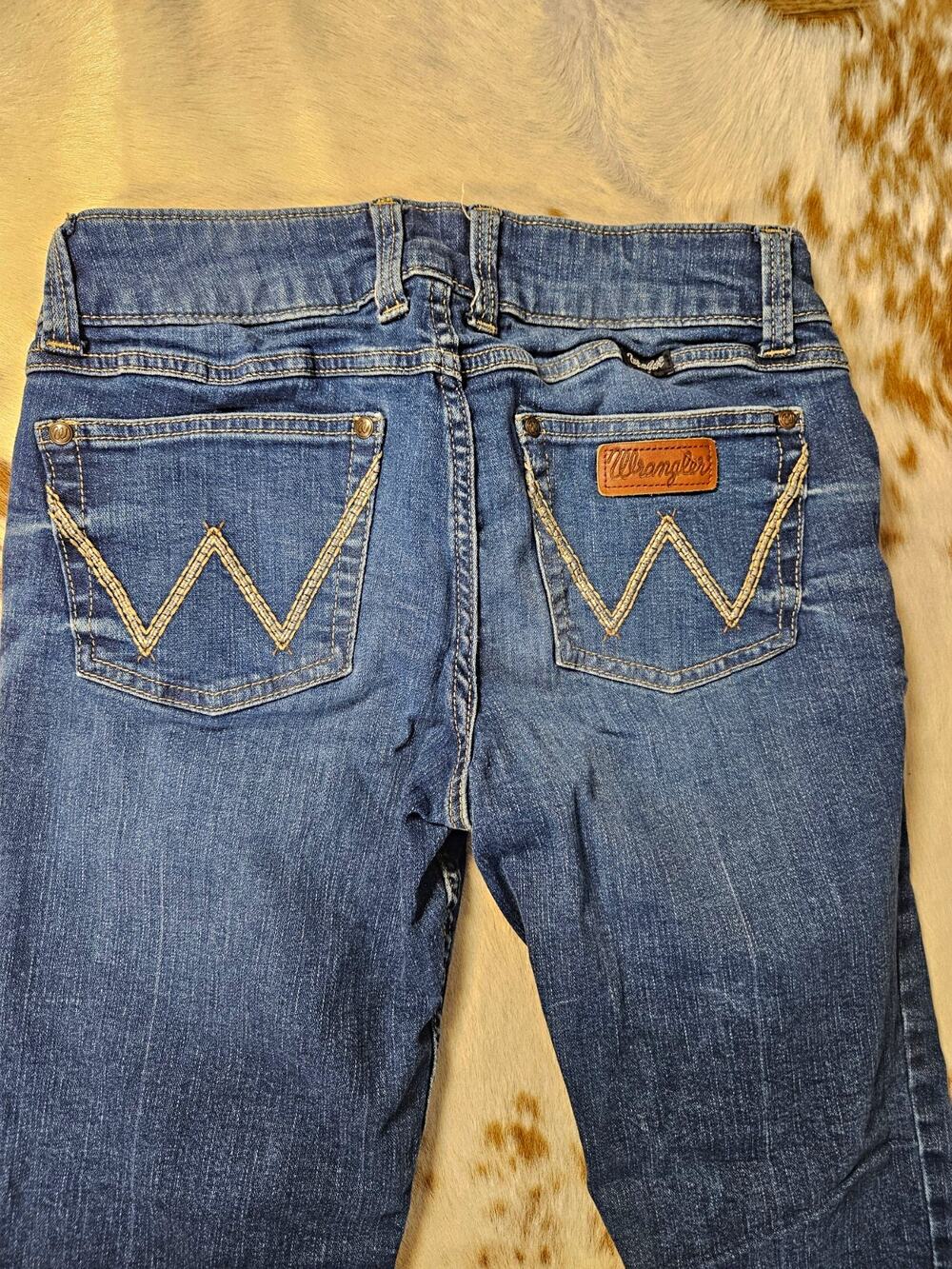 Wrangler Bootcut Blue Denim Jeans Womens 29x29 Classic Fit 5-Pocket Logo Button